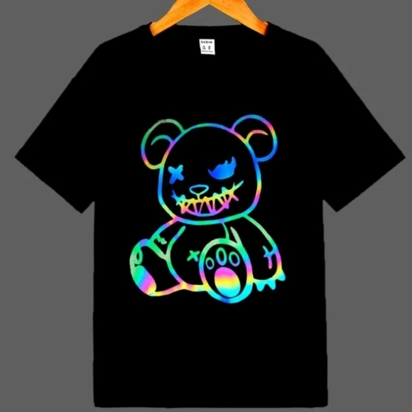 Boutique Shirts & Tops Reflective Teddy Bear Tshirt Black With